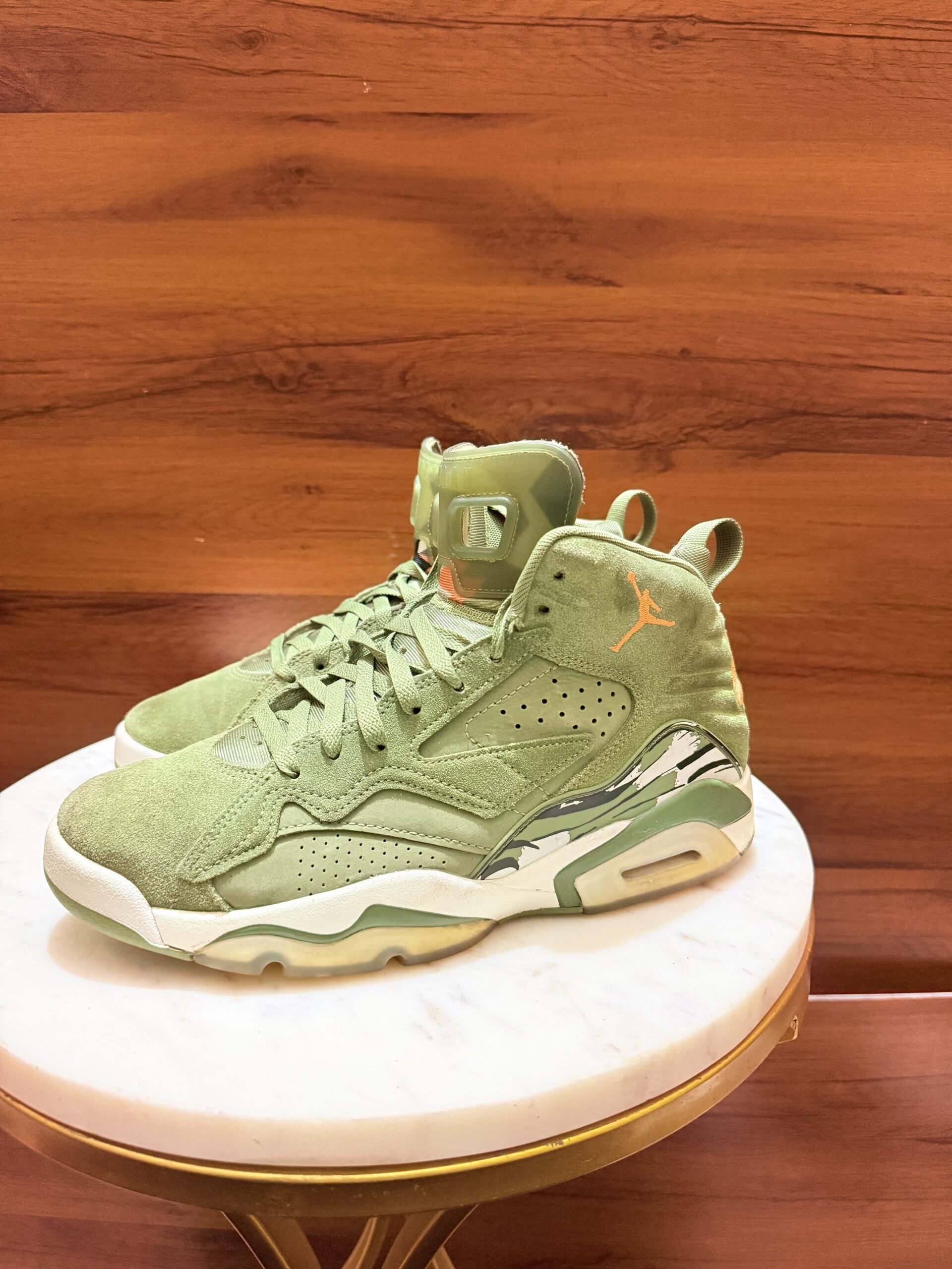 Jordan Jumpman MVP sneakers in a light olive green color