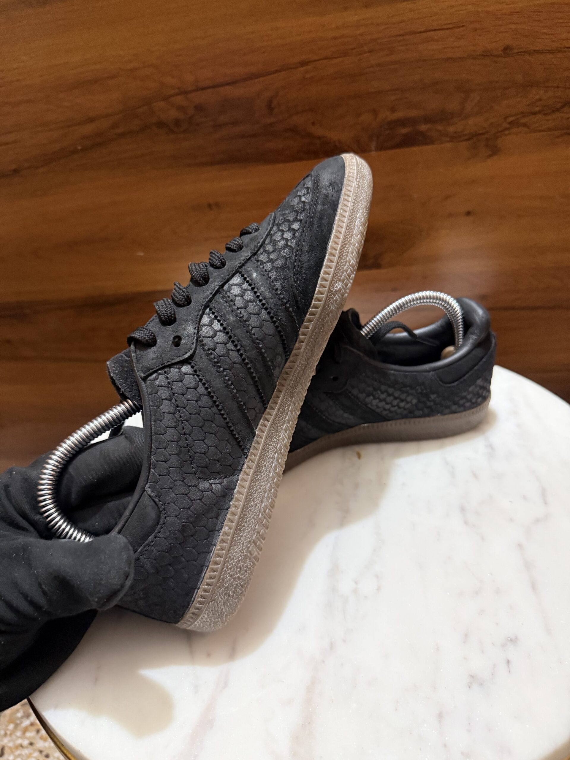 Adidas Samba Leather Sneakers – Black Snakeskin / Gum