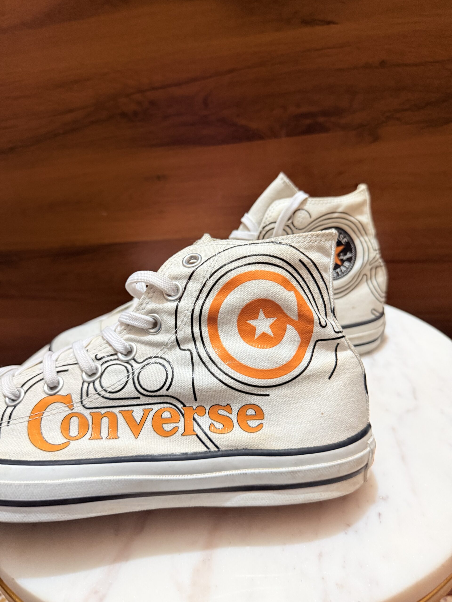 Converse Chuck Taylor All Star High Top Sneakers – Off-White / Orange Graphic