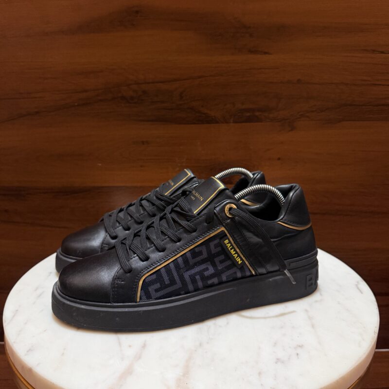 Balmain B-Court – Black Labyrinth Monogram Sneakers