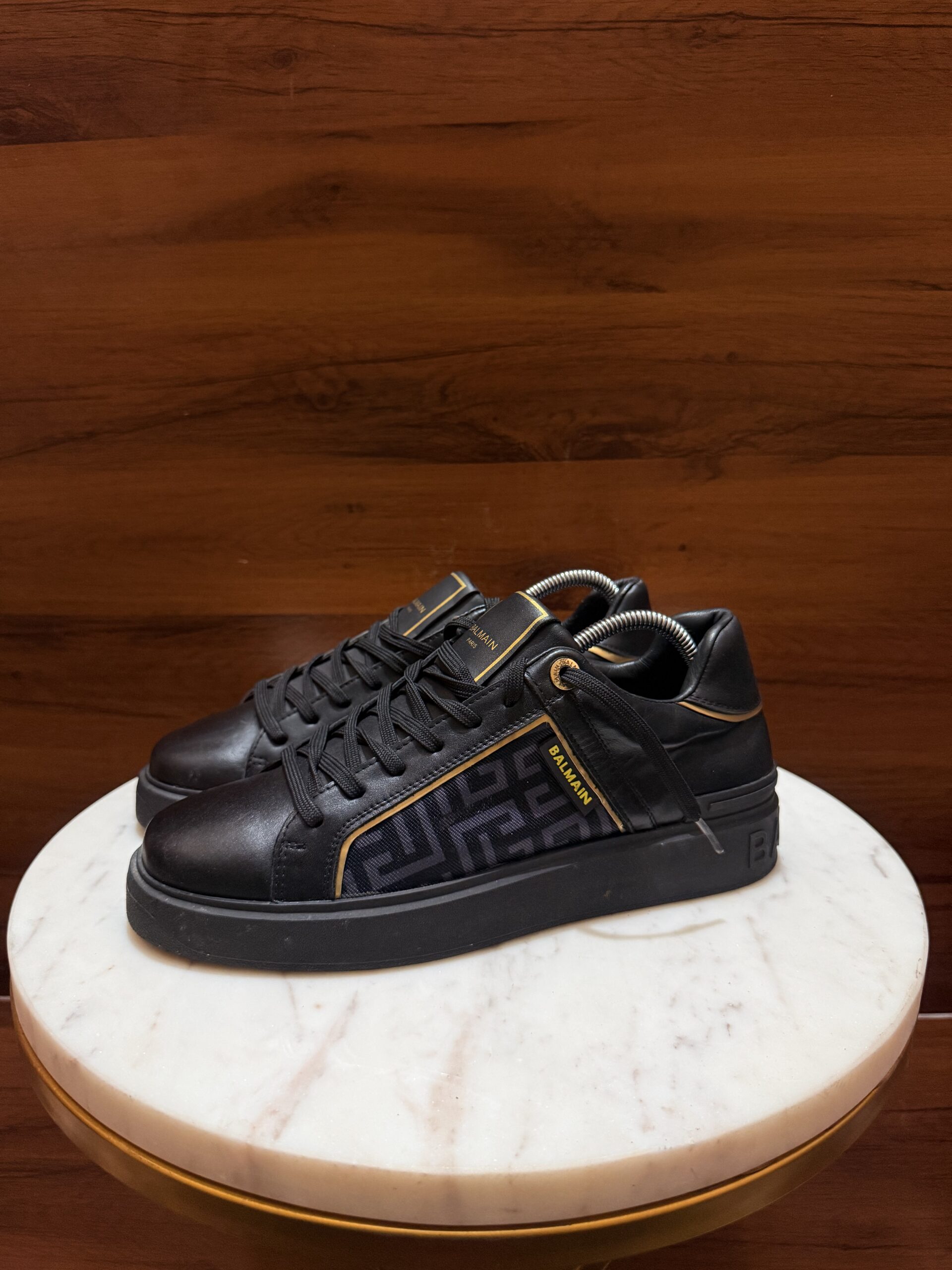 Balmain B-Court – Black Labyrinth Monogram Sneakers