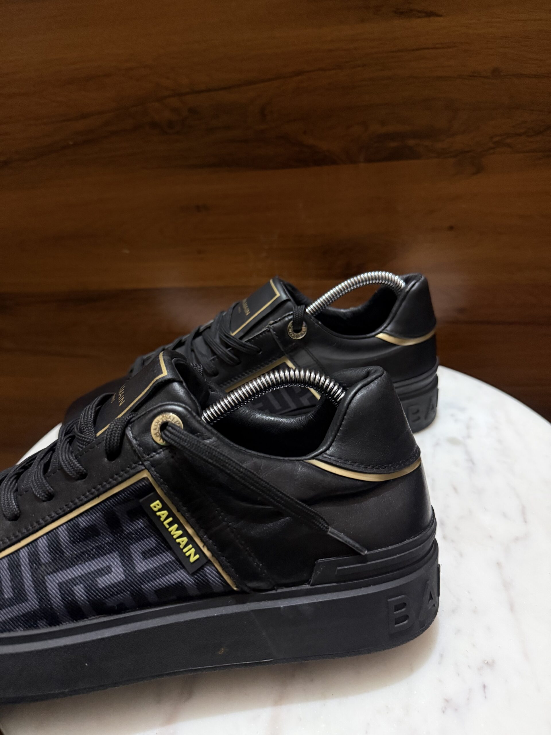 Balmain B-Court – Black Labyrinth Monogram Sneakers