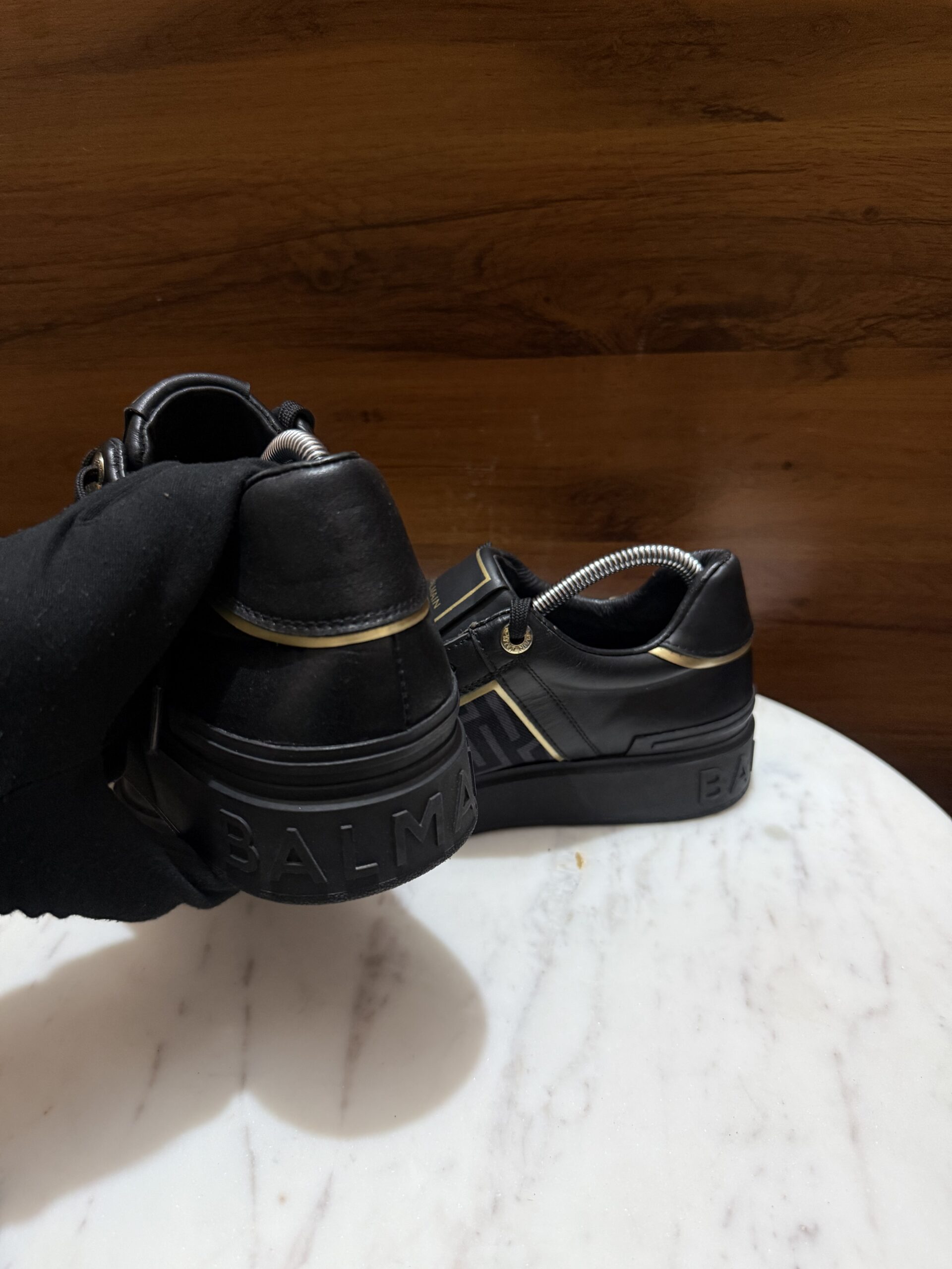 Balmain B-Court – Black Labyrinth Monogram Sneakers