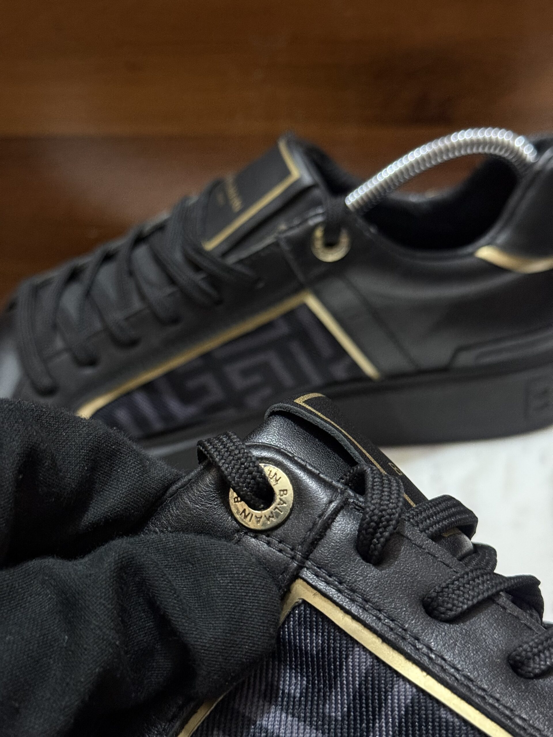 Balmain B-Court – Black Labyrinth Monogram Sneakers