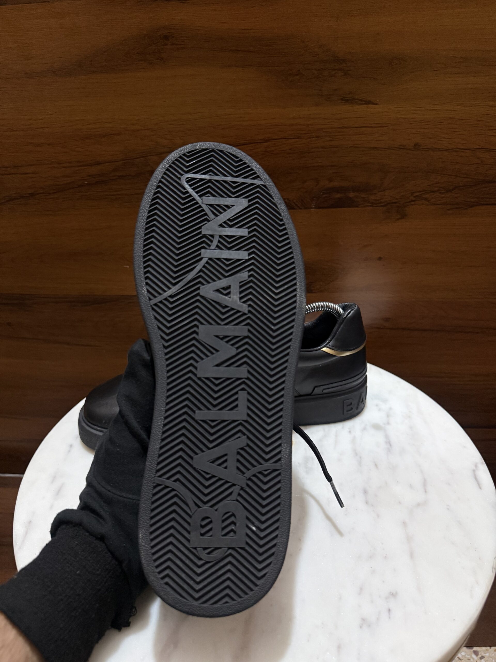 Balmain B-Court – Black Labyrinth Monogram Sneakers