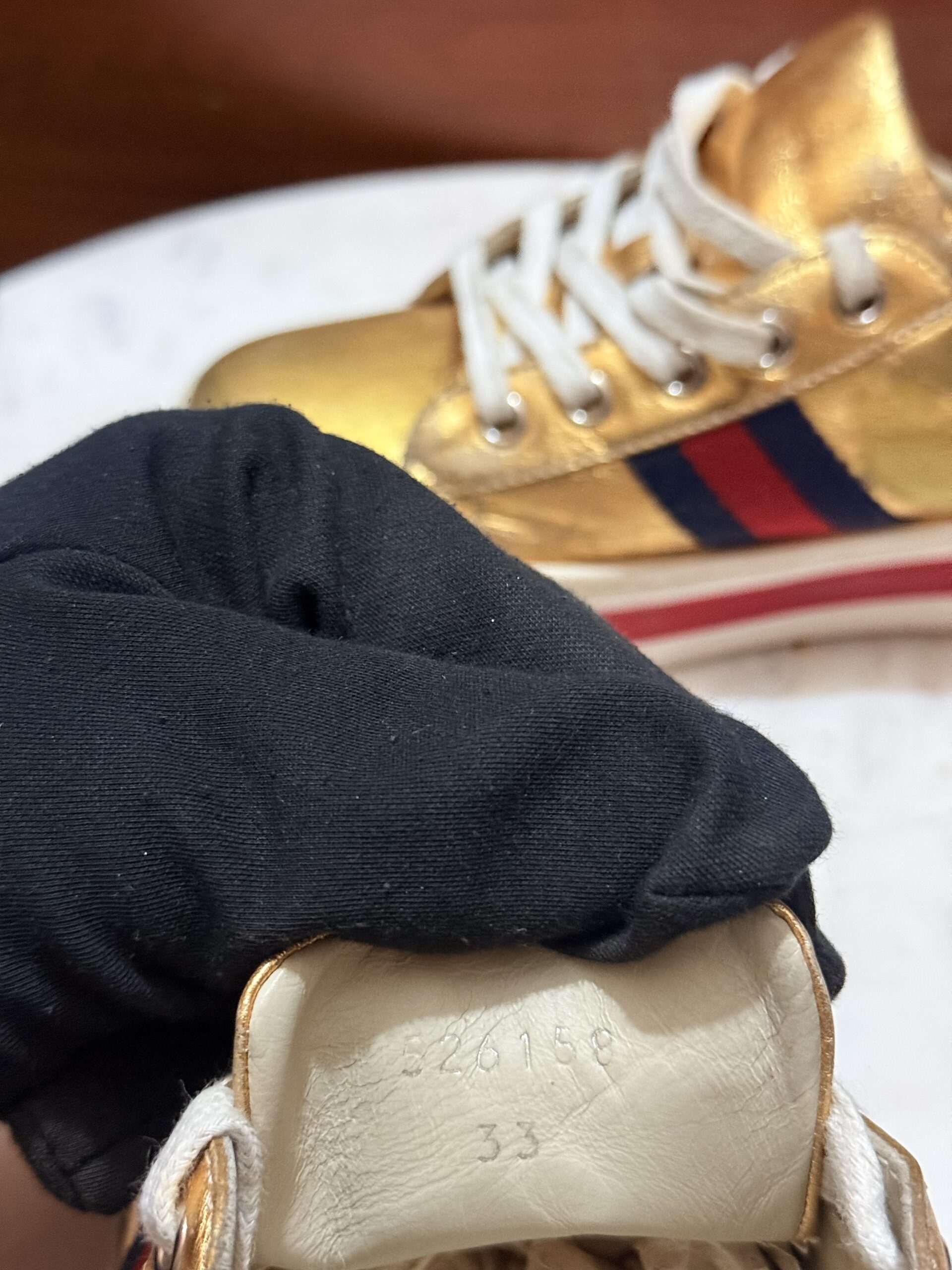 Gucci Kids Metallic Gold Platform Sneakers