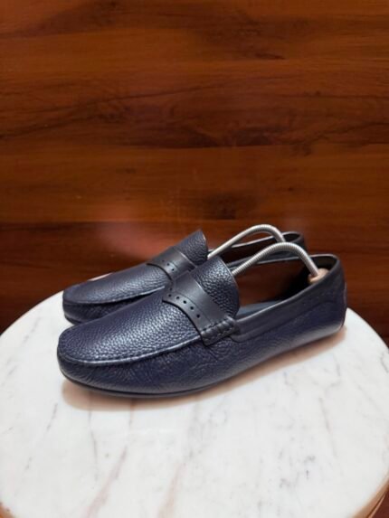 Rosso Brunello – Textured Pebble-Grain Leather Driving Loafers
