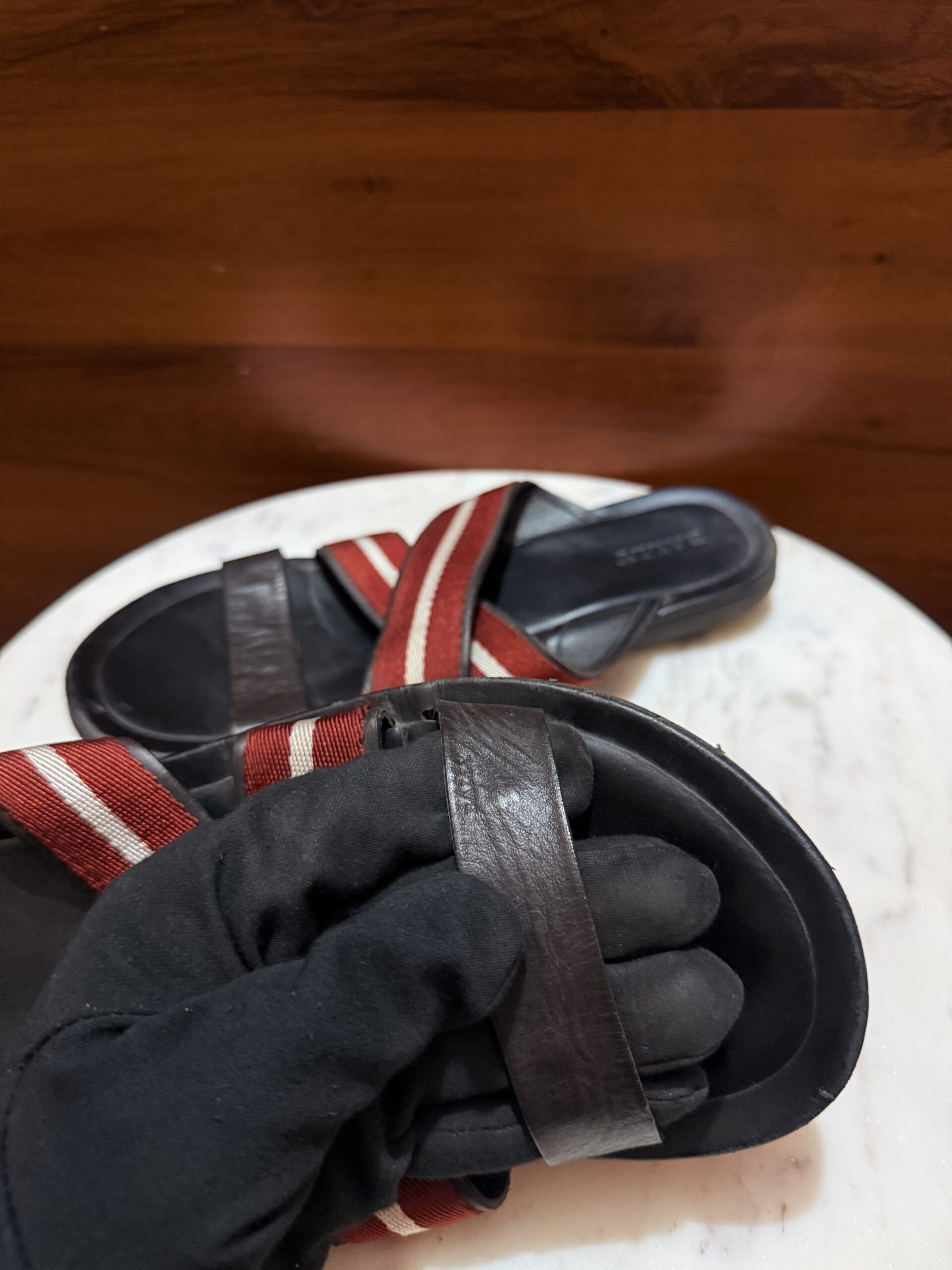 Bally Switzerland – Bally Stripe Crossover Leather Sandals