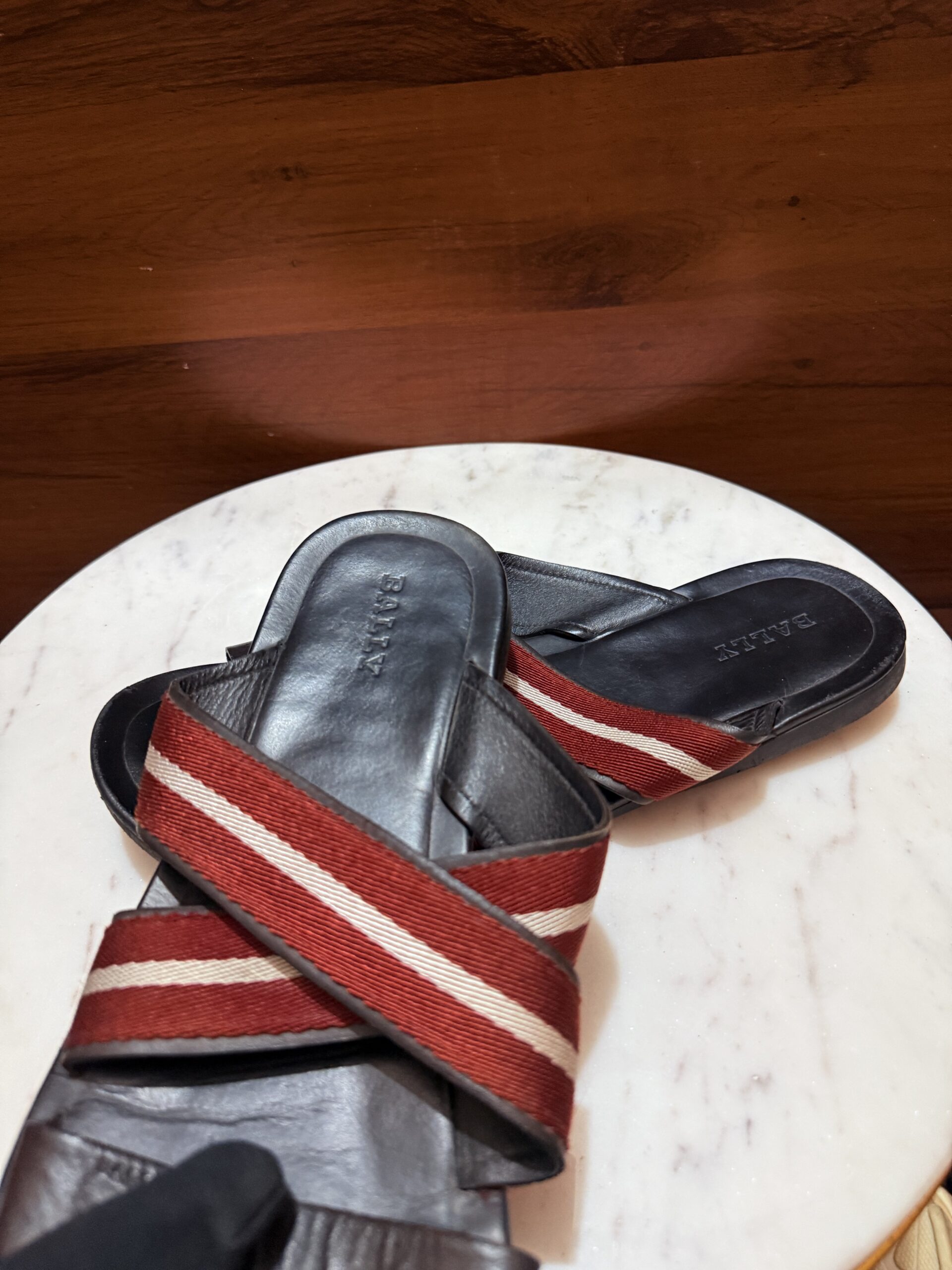 Bally Switzerland – Bally Stripe Crossover Leather Sandals