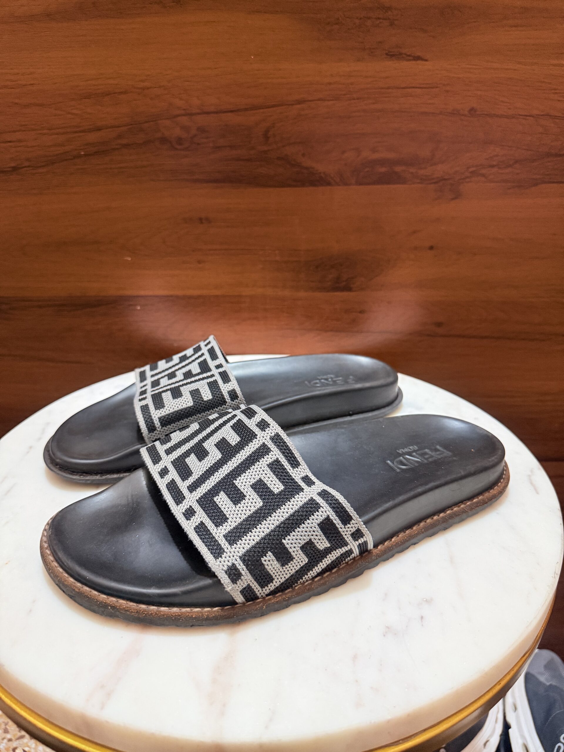 Fendi Roma – FF Monogram Jacquard Slide Sandals