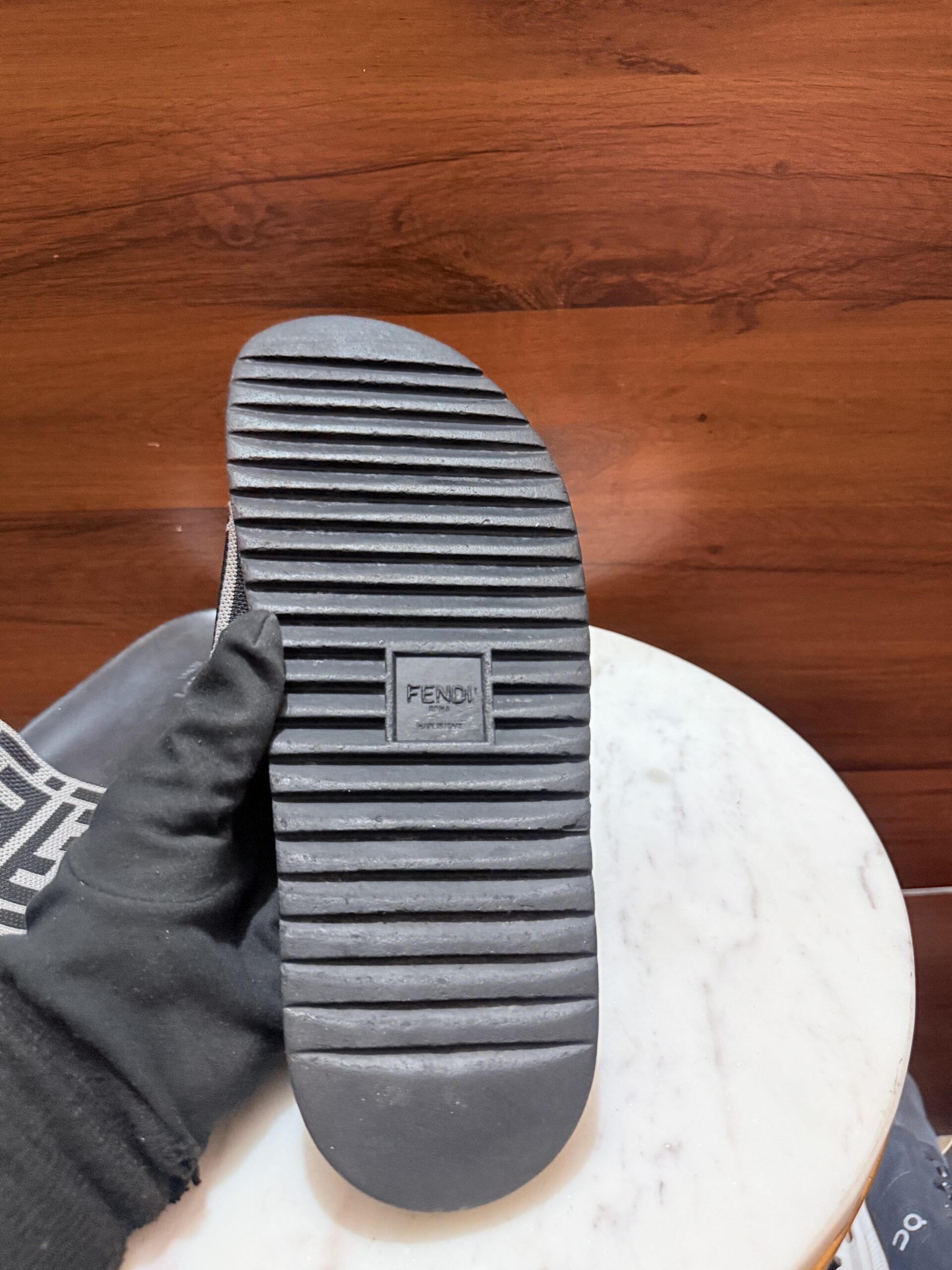 Fendi Roma – FF Monogram Jacquard Slide Sandals