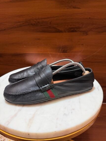 Gucci – Smooth Leather Interlocking G Web Dress Loafers